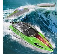 PENGBU RC Bateau radiocommand à partir de 6 à 8 ans, 1:16 bateau radiocommandé 28 km/h, bateaux avec télécommande, pour enfants à partir de 6 à 8 ans, jouet de piscine avec 2 batteries, double étanche