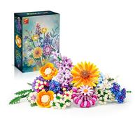 PENGBU RC Bouquet Fleurs Kit Construction, Ensemble de 16 Fleurs Sauvages Bouquet de Briques 1183 Pièces, Dahlias Décoratifs, Décoration Végétale d'Intérieur et Cadeau pour Femmes Hommes Enfants
