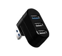 Pengchang Adaptateur Hub USB 3.0, Rotation à 180 °, Lecteur de Disque U Haute Vitesse, séparateur 3 Ports USB 2.0 for Ordinateur PC Portable Mac Mini, Accessoires(Black 3.0)