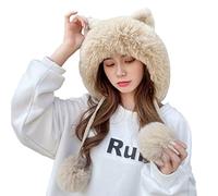 PengFaXin Bonnet d'hiver péruvien doublé polaire avec cache-oreilles pour femme, beige, taille unique