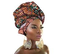 PengGengA Africaine Wax Headwraps Tête Echarpe de Imprimé Motif Africain Turbans Foulard en Coton pour Femmes/Filles (Style#5, 50 * 180cm)