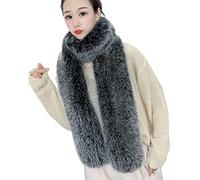 PengGengA Écharpe en Fausse Fourrure pour Femmes Long Rectangle Uni Chaude Wraps Furry Doux Châle (Noir Blanc, Taille unique)