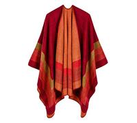 PengGengA Écharpe Femme Classique Rayure Imitation Cachemire Foulard Les Deux Côtés Style National Châle Rouge