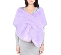 PengGengA Femme Châle Fourrure Mariée Châles Fausse Fourrure Elégant Écharpe Etole Pour Mariage Soirée Party Violet