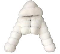 PengGengA Femmes Manteau en Fausse Fourrure Cardigan en Cheveux Synthétiques Manteau en Peluche à Capuche Veste Couleur Unie Shaggy - Blanc, S