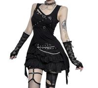 PengGengA Ladies Grunge Punk Tank Tops with Buckles Gothic Crop Tops for Women Y2K Sleeveless Emo Shirt Harajuku Aesthetic Shirt
