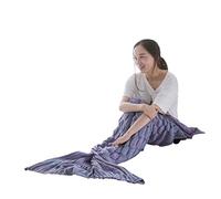 PengGengA Queue De Sirene Couverture, Queue de Poisson Sirène Sac de Couchage, Motif écailles de Poisson Canapé Couverture, Couette en Microfibre pour Adultes et Enfants (Violet, 60 * 140CM)