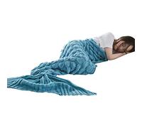 PengGengA Queue De Sirene Couverture, Queue de Poisson Sirène Sac de Couchage, Motif écailles de Poisson Canapé Couverture, Couette en Microfibre pour Adultes et Enfants (Bleu, 60 * 140CM)