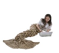 PengGengA Queue De Sirene Couverture, Queue de Poisson Sirène Sac de Couchage, Motif écailles de Poisson Canapé Couverture, Couette en Microfibre pour Adultes et Enfants (Marron, 60 * 140CM)