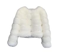 PengGengA Veste en Fausse Fourrure pour Femmes Manche Longue Col Rond Chaud Manteau avec Fermeture à Crochets (Blanc, XL)