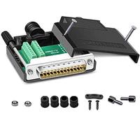 PENGLIN Connecteur DB25 sans soudure RS232 D-SUB, adaptateur série 16 mm plus fin, 25 broches terminal sans soudure avec accessoires de boîtier (1 pièce DB25 mâle sans soudure)
