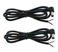PENGLIN Lot de 2 câbles d'alimentation CC 16 AWG à angle droit, prise jack mâle 5,5 mm x 2,5 mm, câble de réparation à extrémité ouverte pour caméra de sécurité CCTV, DVR, bande lumineuse LED