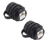 PENGLIN Lot de 2 connecteurs RJ45 blindés étanches CAT7 à montage sur panneau, coupleur de câble Ethernet LAN M25 Cat5/5e/6/7 8P8C, adaptateur réseau extérieur femelle vers femelle avec capuchon