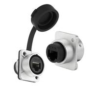 PENGLIN Lot de 2 connecteurs RJ45 CAT6 8P8C Ethernet encastrables blindés - Coupleur LAN réseau - Adaptateur femelle vers femelle avec capuchon étanche et anti-poussière