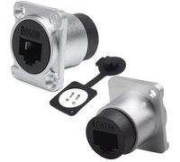 PENGLIN Lot de 2 connecteurs RJ45 de type D, blindés CAT6A/6/5E/5 Ethernet LAN Câble Bulkhead, couplage RJ45 étanche avec capuchon étanche à l'eau et à la poussière