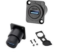 PENGLIN Lot de 2 prises USB 3.0 étanches - Connecteur USB sans soudure femelle vers femelle - Adaptateur d'interface d'extension de données haute vitesse