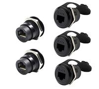 PENGLIN Lot de 5 connecteurs RJ45 à montage sur panneau, double tête CAT6/5e/5 Ethernet LAN, adaptateur femelle vers femelle avec bouchon étanche et anti-poussière