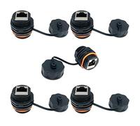 PENGLIN Lot de 5 coupleurs RJ45 étanches à montage sur panneau, blindé CAT6A/6/5E/5, connecteur de câble Ethernet LAN double tête femelle vers femelle avec bouchon étanche/anti-poussière
