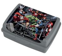 pengo Boîte Repas Enfant Marvel Avengers - Lunch Box Plastique Alimentaire Gris 17×13×6,5 cm - Passe au Lave-Vaisselle - Thor, Iron Man, Hulk, Captain America - Idéal École et Pique-Nique