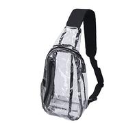 PENGQIANJU Sac bandoulière transparent en PVC, approuvé pour les stades, sac de poitrine décontracté et imperméable, pour la randonnée, les concerts et les stades