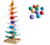 Pengrity Grand arbre chantant en bois de 72 cm avec 10 billes, 6 niveaux colorés, piste à billes Montessori arc-en-ciel pour enfants à partir de 1 an