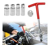 Pengrud 6 Pièces Clés à Bougie d'Allumage, 14mm, 16 mm, 18 mm, 21 mm ougie lexible 3/8 ouille à Poignée en T, Jauge d'Épaisseur pour Bougies d'Allumage pour Voiture et Moto