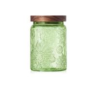 PENGSHU Bocal en verre vintage de couleur verte avec couvercle - 700 ml - Boîte de rangement pour biscuits, gingembre, bonbons, grains de café, sucre - Organisateur empilable pour sachet de thé