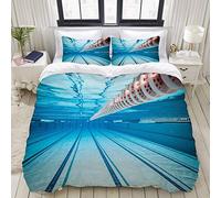 PENGTU Parure de lit avec Housse de Couette en Microfibre,Passe-Temps Piscine Sports Voir Print,Sets de Housse de Couette 200x200cm+2 taie d'oreiller 50x75cm