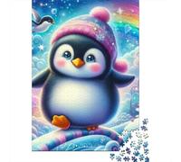 Penguin 1000 Morceaux Papier Écologique Penguin avec Un Arc-en-Ciel Casse-tête Entraînement Cérébral Facile Nettoyer Loisirs À La Maison Divertissement Weekend 52x38cm/1000pcs