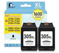 Penguin 305XL pour HP Cartouche 305 XL Noir DeskJet 2820e 2800e 2822e 2821e 2823e 4220e 4222e 4230e Envy 6032e 6010 6020e 6022 6030 6032 6420e 6430 6420 Imprimante Cartouches d'encre Remplacement