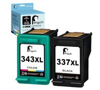 Penguin 337XL 343XL Cartouche d'encre Remplacement pour HP Cartouche 337 343 XL Photosmart 2500 2570 C4140 C4150 Officejet 6300 6310 Deskjet D4160 5940 imprimantes Noir et Couleur