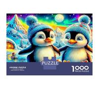 Penguin Amis 1000 Pièces Puzzle Unique Belle Décoration Familiale Deux Pingouins dans la Neige Puzzle Jouets De Jeu pour La Famille 38x26cm/1000pcs