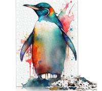 'Penguin Animal Watercolor Puzzle 1000 Pièces Educa Jouet en Bois Divertissement Créatif De l'art De La Décoration Jeu Éducatif Challenge Toy Adultes & Enfants des 14 Ans 1000pcs (75x50cm)