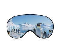 Penguin Antarctica Ice Masque de sommeil pour les yeux bloquant la lumière, confortable et doux, couverture des yeux avec bande élastique, convient pour les hommes et les femmes, convient pour voyager