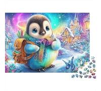 Penguin avec écharpe et Sac à Dos Puzzle De 1000 Pièces Penguin Mignon Loisirs Familiaux pour Adultes Et Enfants 52x38cm/1000pcs