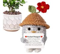 Penguin drôle avec carte positive - en laine tricotée à pingouin, cadeau de jouet édifiant | Mignon Inspirational Animal Plance, Figurine de pingouin en laine avec cartes d'affirmation pour enf