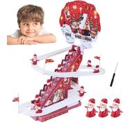 Penguin Go Racer Track Toy - Climbing Stairs Toys | Playful Roller Coaster Playset, With Music And Lights Santa Climbing Ladder Interactive Christmas Father Track Playset With Spiral Slide Led Effects