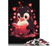 Penguin Hearts Books Puzzle 1000 Pieces Cadeau Unique Jeu Éducatif Défi Jouet À De Qualité Supérieure Peinture Art pour Adultes Et Enfants À Partir De 14 Ans 1000pcs (38x26cm)