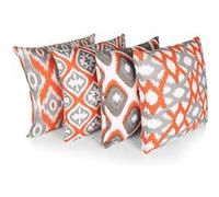 Penguin Home 3444 Lot de 4 Housses de Coussin carrées décoratives Double Face 100% Coton avec Fermeture éclair Invisible 45 x 45 x 1 cm, Orange, 45 X45 X1 cm