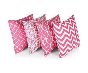 Penguin Home 3426 Housse de Coussin carré décoratif Double Face 100% Coton avec Fermeture éclair Invisible 45cm x 45cm x 18” (Ensemble de 4, Rose Vif), 45 X45 X1 cm
