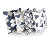 Penguin Home 3431 Pingouin Home Lot de 4 Housses de Coussin carrées Double Face 100% Coton avec Fermeture éclair Invisible 45 x 45 x 1 cm, Marine, 45 X45 X1 cm