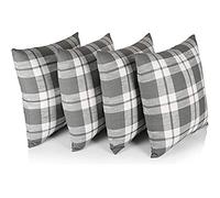 Penguin Home 3438 Pingouin Home Lot de 4 Housses de Coussin carrées Double Face 100% Coton avec Fermeture éclair Invisible 45 x 45 x 1 cm, Gris, 45 X45 X1 cm