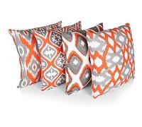 Penguin Home 3444 Lot de 4 Housses de Coussin carrées décoratives Double Face 100% Coton avec Fermeture éclair Invisible 45 x 45 x 1 cm, Orange, 45 X45 X1 cm