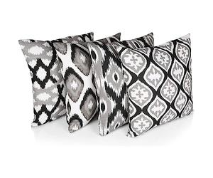 Penguin Home 3480 Lot de 4 Housses de Coussin carrées décoratives Double Face 100% Coton avec Fermeture éclair Invisible 45 x 45 x 45 cm, Noir, 45 X45 X1 cm