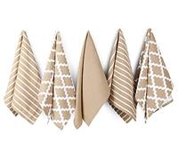 Penguin Home® Coton Torchon 5-Pièce Set, 65 cm Longueur x 45 cm Largeur, Beige