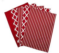 Coton Torchon 5-Pièce Set, 65 cm Longueur x 45 cm Largeur, Rouge