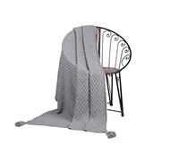 Penguin Home® Couverture tricotée 100% Coton - Gris - avec Toucher Extra Doux pour canapé et lit - Couverture Chaude et Confortable - 130 x 150 cm
