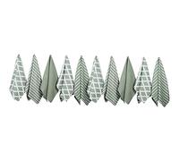 Penguin Home® - Ensemble de 10 Serviettes en Coton 100% Coton - Doux - Durable - Élégant Motif Sauge à Motifs Multiples - Lavable en Machine - 65 x 45 cm, Sage Sage