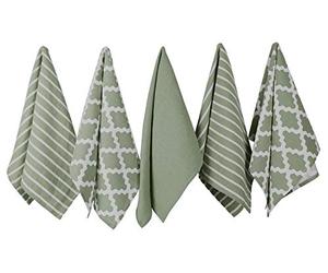 Penguin Home® - Ensemble de 5 torchons 100% Coton - Doux, résistant et Super Absorbant - Design Vert Sauge élégant avec Plusieurs Motifs - Lavable en Machine - 65 x 45 cm 3303
