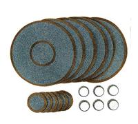 Penguin Home Lot de 18 Sets de Table,Dessous de Verre et Ronds de Serviette en Perles de Verre,Couleur Turquoise et Or Antique,Sets de Table Ronds,D:32cm